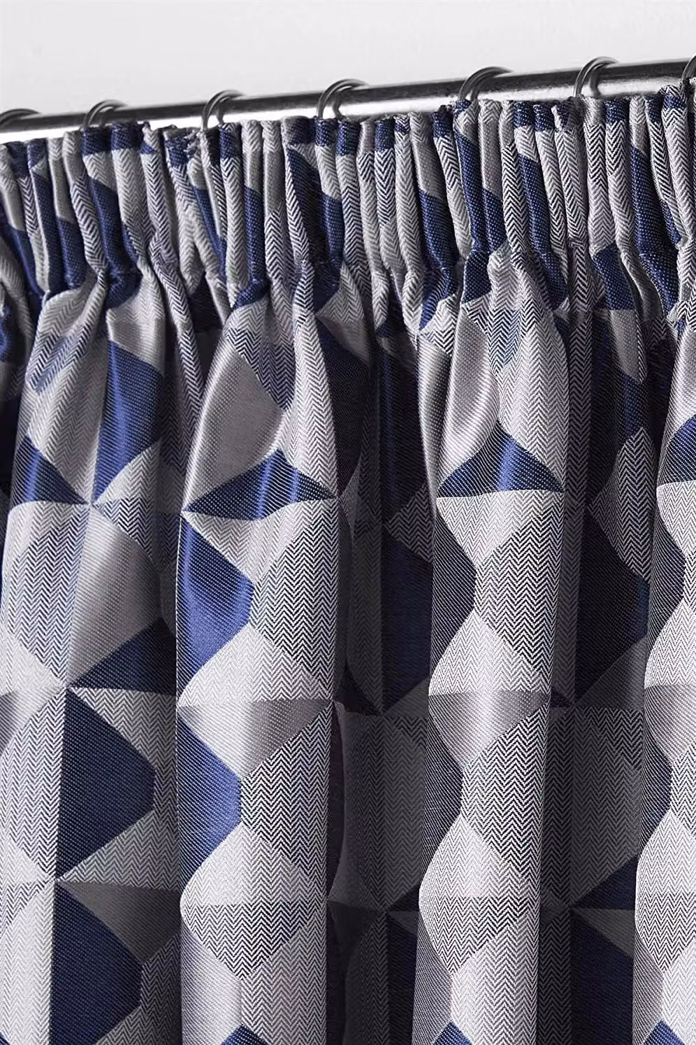 Alan Symonds Skandi Geometric Jacquard Fully Lined Pencil Pleat Curtains in Navy Blue, W: 168 cm, H: 182.88 cm – 3
