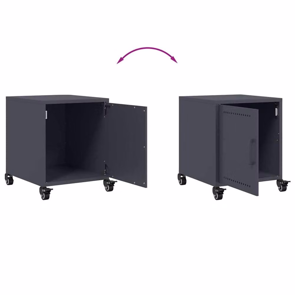 Berkfield Home Set of 2 Anthracite Steel Bedside Cabinets, W/D/H: 36 x 39 x 43.5 cm – 4