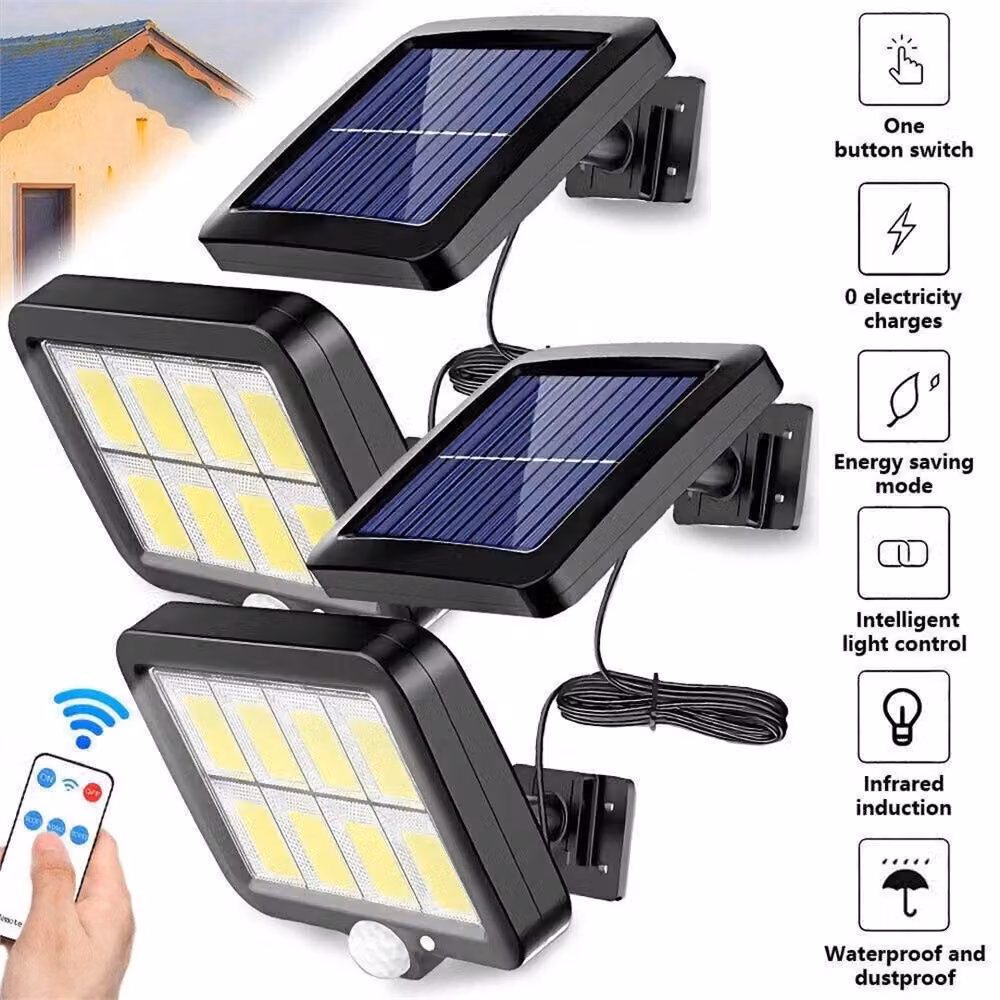 SPETLEK Solar PIR Motion Sensor Outdoor Wall Security Floodlight in Black – 3