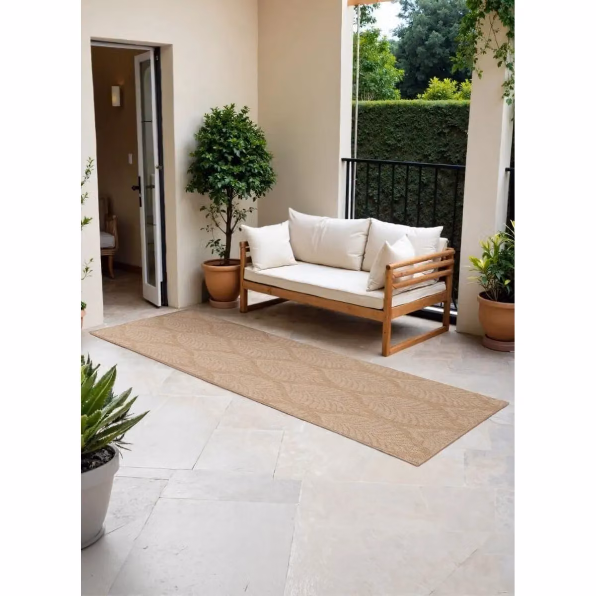 THE RUGS Liora Reversible Indoor Outdoor Trellis Flat Woven Rug in Beige and White, W: 80 cm, L: 250 cm – 4