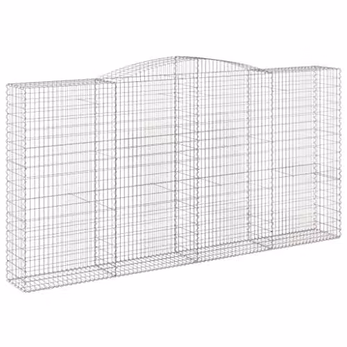 vidaXL Set of 4 Arched Gabion Baskets in Silver Galvanised Steel, W/D/H: 400 x 50 x 200/220 cm
