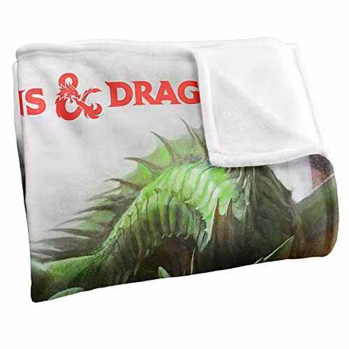 Hasbro Dungeons & Dragons Starter Set Art Super Soft Fleece Throw Blanket, White, W/D/H: 152 x 127 cm – 2