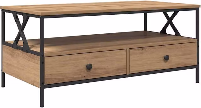 Berkfield Home Artisan Oak Coffee Table, Brown, W: 100 cm, D: 51 cm, H: 45 cm