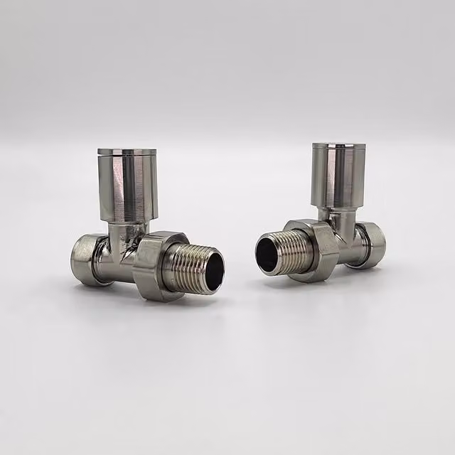 Lux Heat Round Manual Valve Set in Brushed Nickel