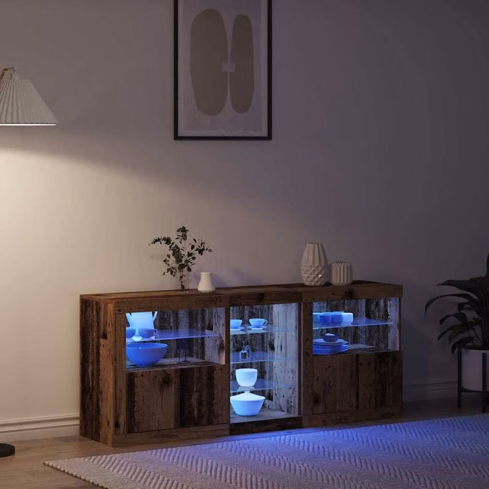 Berkfield Home Rustic Brown Engineered Wood Sideboard with Integrated LED Lights W/D/H: 162 x 37 x 67 cm – 5