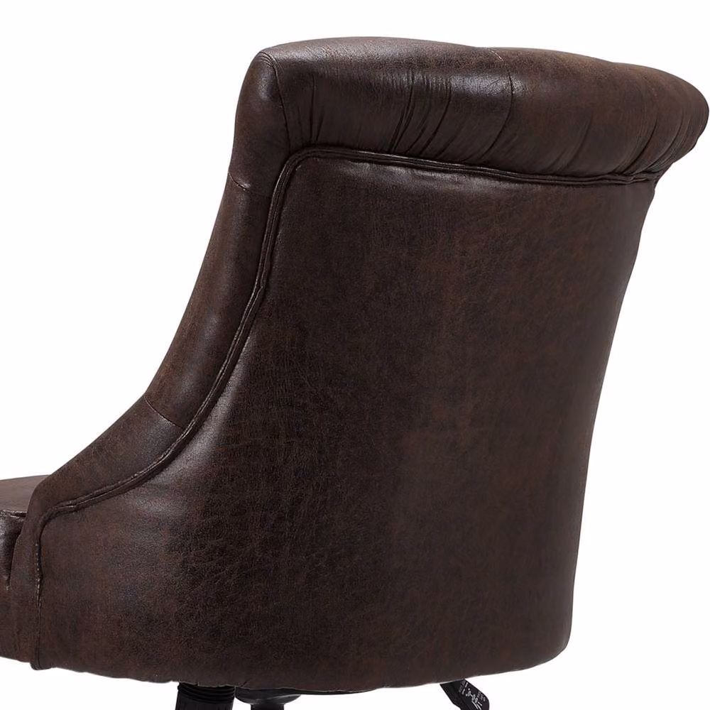 Garden Sanctuary Brown PU Leather Chesterfield Buttoned Swivel Office Chair – 7