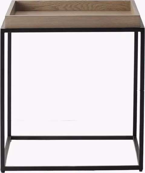 Perch & Parrow Travis Square Oak Wood Side Table in Natural Brown and Beige