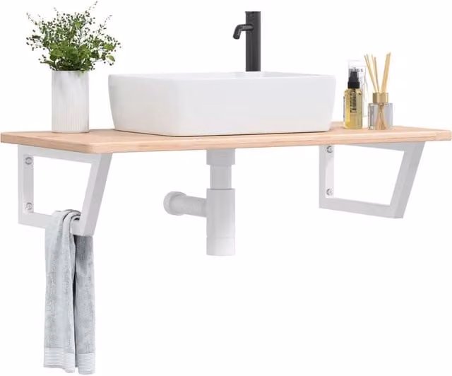 Berkfield Home Wall Mounted Basin Shelf in Brown Oak and Steel