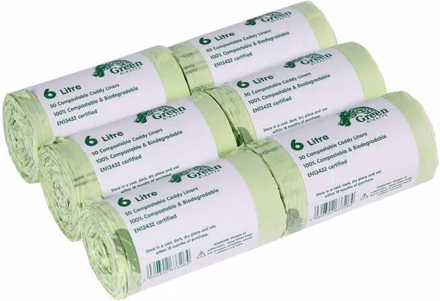 Green Giraffe 6 Litre Food Bin Caddy Liners in Green