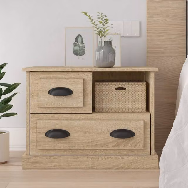 Berkfield Home Sonoma Oak Bedside Cabinet in Brown, W/D/H: 60 x 39 x 45 cm – 1