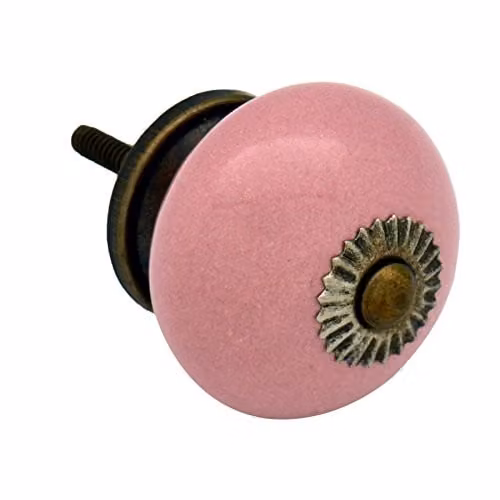 Nicola Spring Pink Polished Ceramic Cupboard Drawer Knob with Threaded Stem