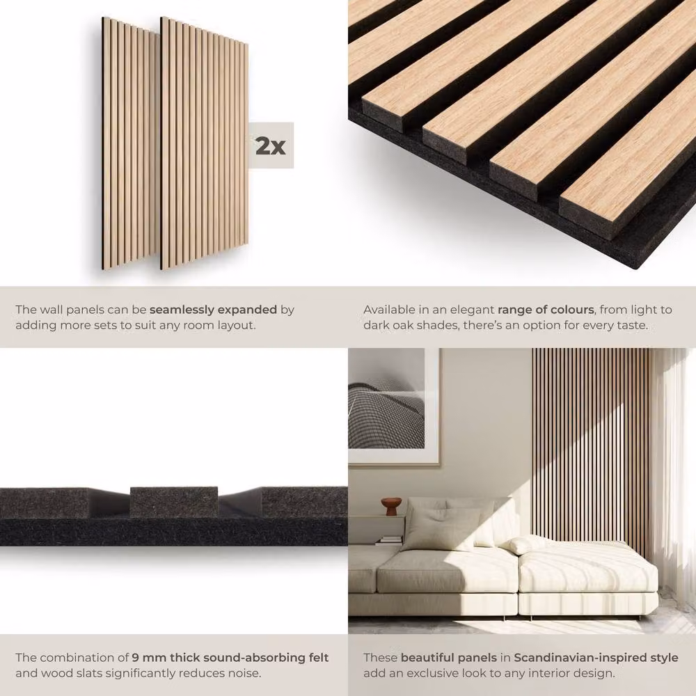 tectake Acoustic Wood Look Wall Panels in Brown – 3
