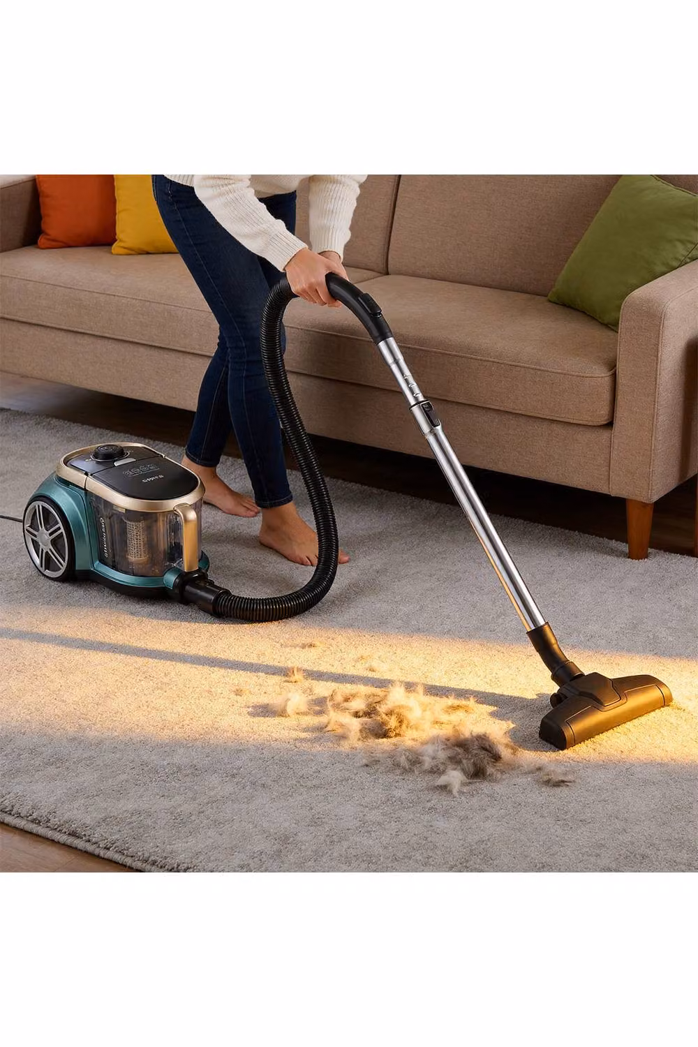 Living and Home Multicolour Bagless Canister Vacuum Cleaner with 2.2 L Capacity, 22KPA Suction, 3 Heads and Washable HEPA Filter for Carpets and Hard Floors – 2
