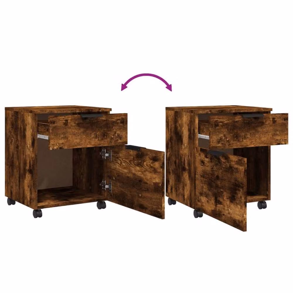 Berkfield Home Mobile File Cabinet with Castors, Smoked Oak Brown, W: 45 cm, D: 38 cm, H: 54 cm – 5