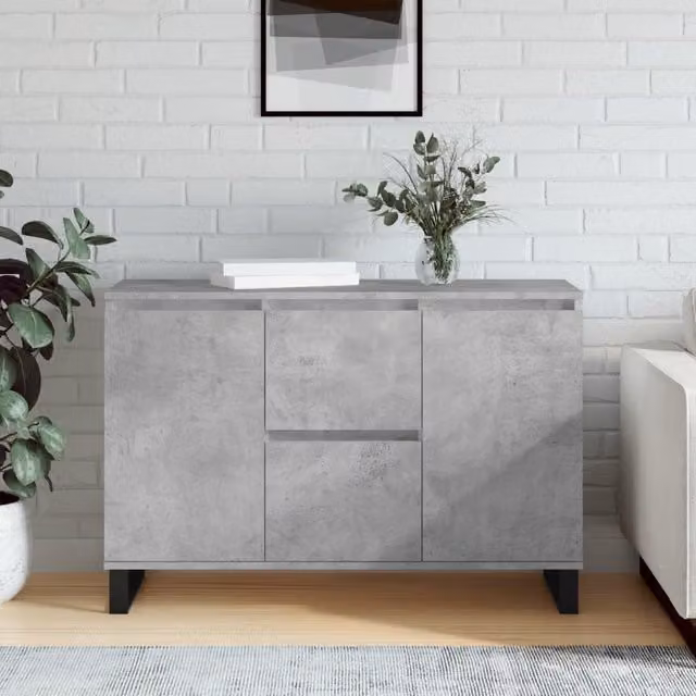 Berkfield Home Industrial Sideboard in Concrete Grey, W/D/H: 104 x 35 x 70 cm – 1