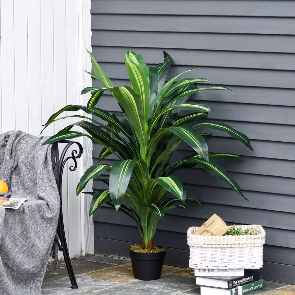 Wyld Haus Baketto Set of 2 Green Artificial Potted Dracaena Style Indoor Plants – 4