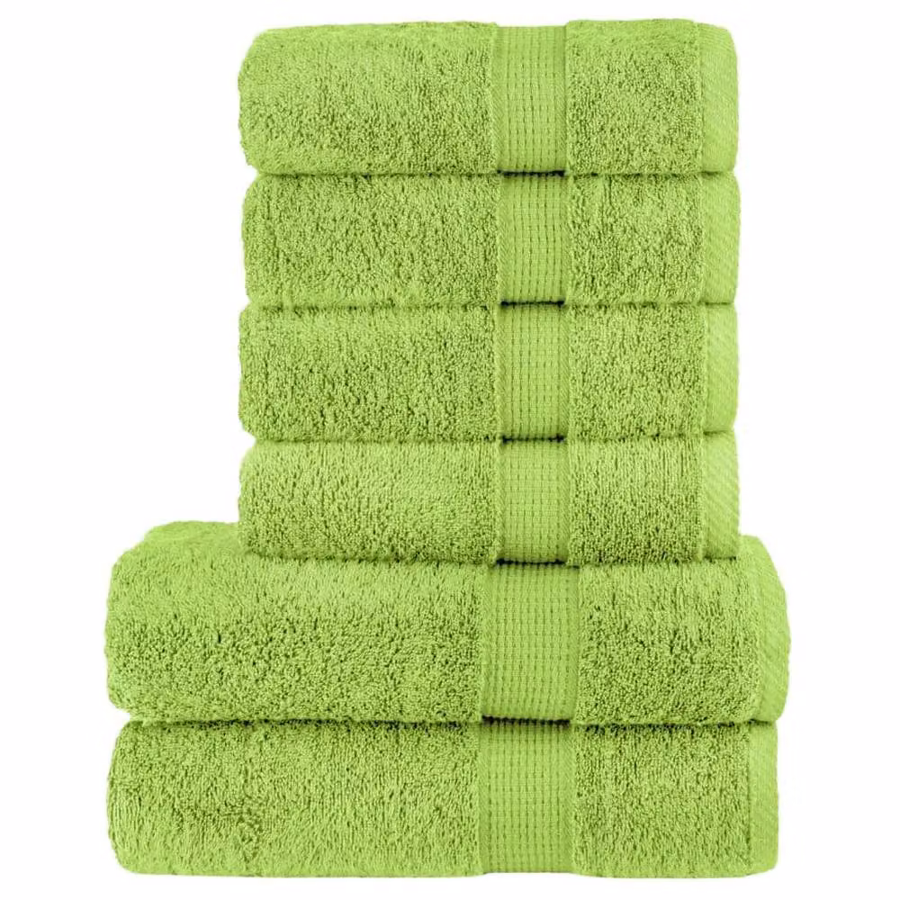Berkfield Home SOLUND 6 Piece Premium Cotton Terry Towel Set in Apple Green, 600 gsm – 2