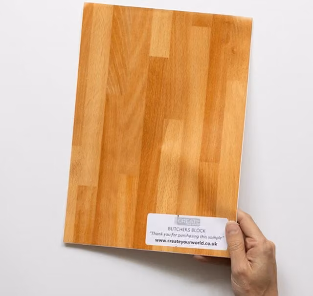 dc fix Butchers Block Self Adhesive Vinyl Wrap for Kitchen Doors and Worktops, Orange/Brown, A4