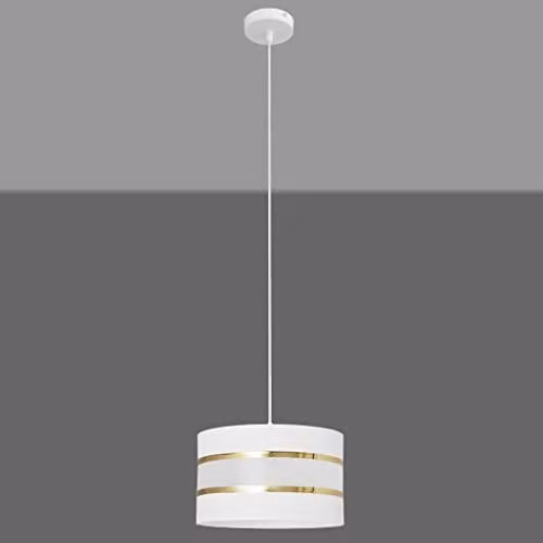 Netlighting Helam Helen Cylindrical Pendant Ceiling Light in White and Gold/Brass, Diameter: 25 cm – 2