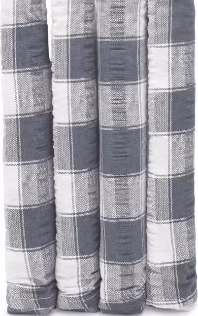 Kitchen Trends Grey Gingham Check Seersucker Napkins, Set of 4