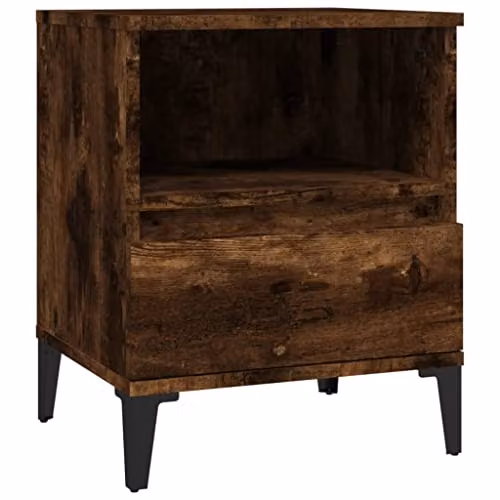 vidaXL Set of 2 Smoked Oak Bedside Cabinets, Brown, W: 40 cm, D: 35 cm, H: 50 cm – 5