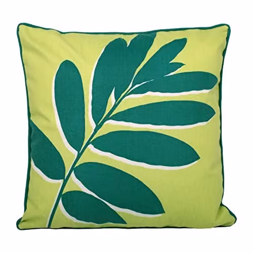 Fusion Green Floral Outdoor Cushion with Removable Cover, W/D/H: 43 x 43 x 43 cm