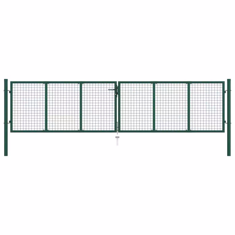 Berkfield Home Green Mesh Garden Gate in Galvanised Steel, W: 390 cm, H: 75 cm – 2