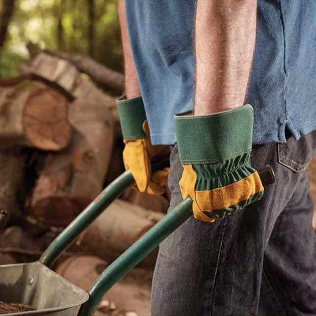 Garden Mile Heavy Duty Suede Tuff Riggers Gardening Gloves in Yellow and Multicolour Leather