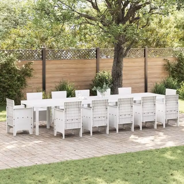 Berkfield Home Extendable White Poly Rattan Garden Table, W/D/H: 400 x 100 x 73 cm – 1
