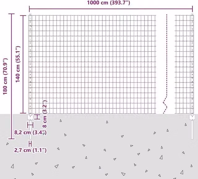 Berkfield Home Euro Fence with 10 U Posts, Silver Galvanised Steel, 4 x 10 m – 1
