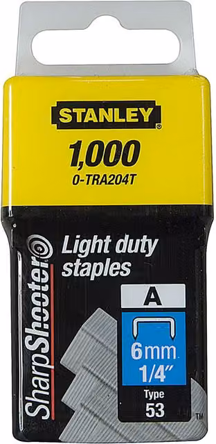 Stanley Light Duty Silver Staples, 10mm
