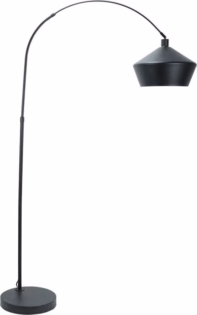 ValueLights Louis Modern Arc Floor Lamp with Metal Shade, Black, H 180 x W 102 x D 32 cm