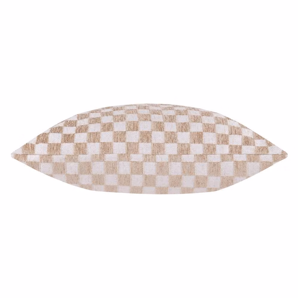 HOEM Larro Chenille Checked Square Cushion in Beige, W/D/H: 45 x 45 x 45 cm – 2