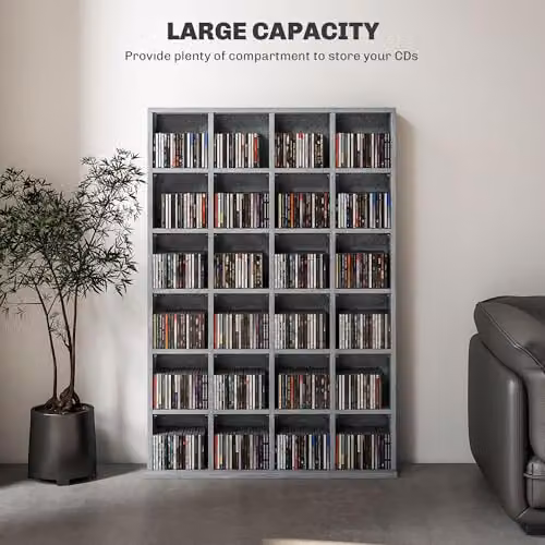 HOMCOM Modern Media Storage Unit in Grey with Adjustable Shelves, W/H: 89 x 130.5 cm – 4