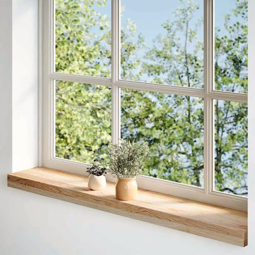Berkfield Home Solid Oak Wood Window Sills, 2 Pack, Brown, W/D/H: 90 x 15 x 2 cm – 2