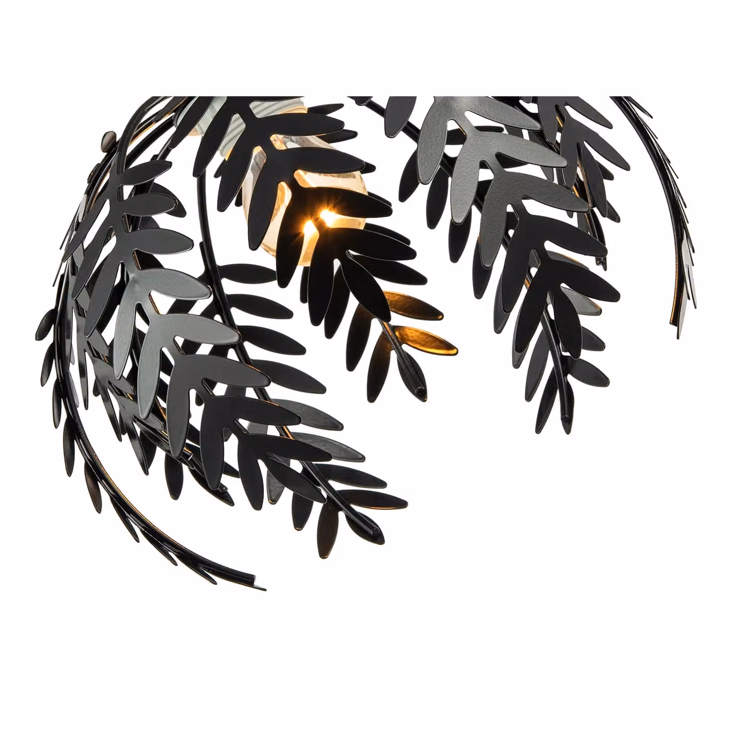 Happy Homewares Traditional Fern Leaf Design Ceiling Pendant Light Shade in Black Metal – 3