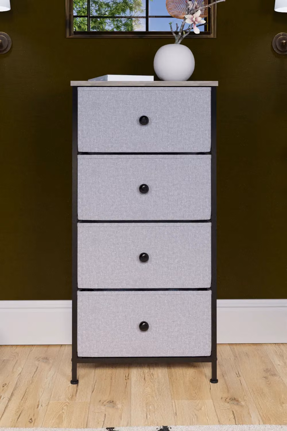 Vida Designs Chorley 4 Drawer Fabric Chest of Drawers in Beige – 4