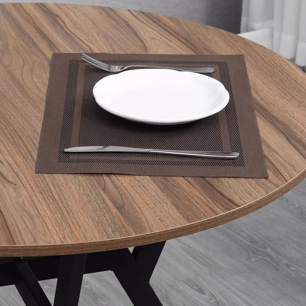 STILVORA Round Modern Dining Table in Brown with Wooden Structure, W: 90 cm, H: 76 cm – 4