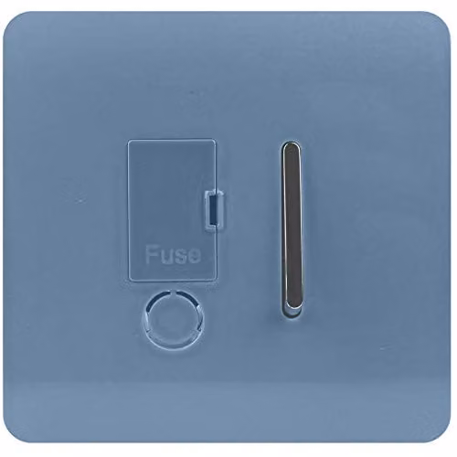 Trendi Switch Single Fused Spur Connection Unit with Flex Outlet in Sky Blue – 1