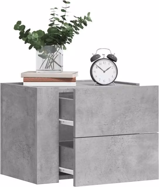 Berkfield Home Wall-mounted Bedside Cabinets, 2 Piece Set, Concrete Grey, W: 45 cm, D: 30 cm, H: 35 cm – 1