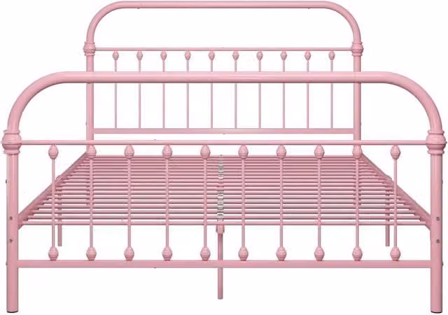 Berkfield Home Elegant Metal Bed Frame in Pink, W: 140 cm, L: 200 cm