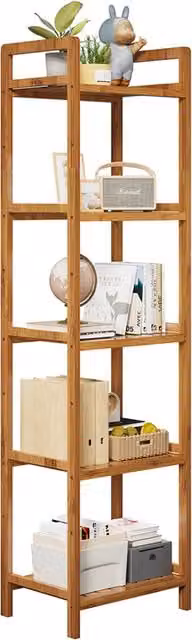 Kidkid Brown Bamboo Bookcase and Display Shelf for Children, W/D/H: 128 x 35 x 35 cm
