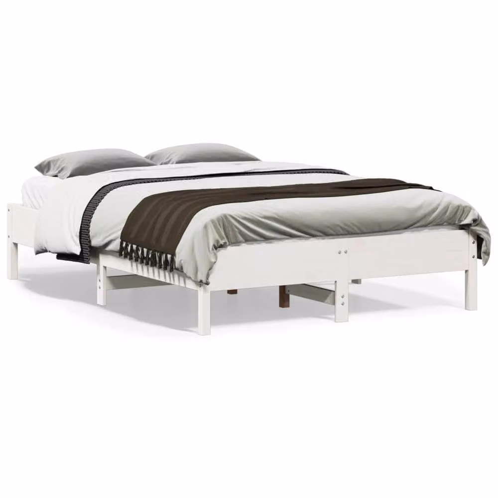 Berkfield Home Beautiful Small Double Bed Frame in White Solid Pine, W/D/H: 120 x 190 cm – 2