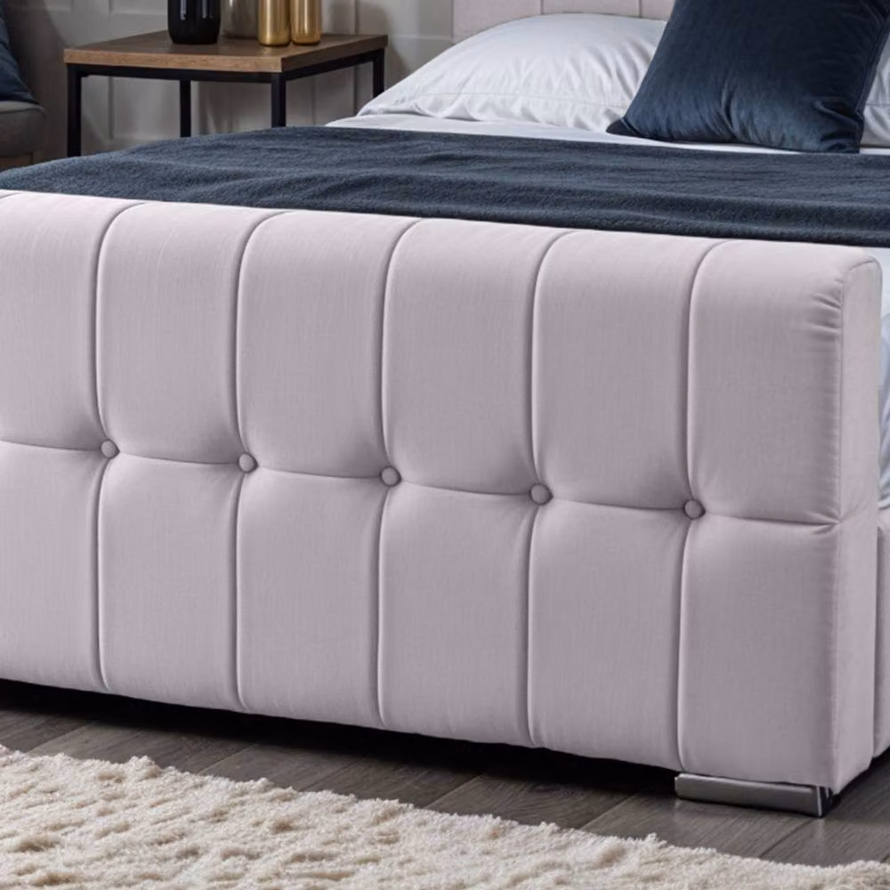 UK Bed Furniture Orlando Upholstered Double Bed in Silver, W/D/H: 140 x 200 cm – 2