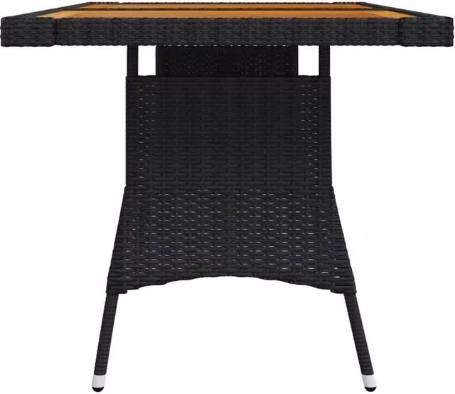 Berkfield Home Black Poly Rattan and Solid Acacia Wood Garden Table, W/D/H: 130 x 70 x 72 cm – 1