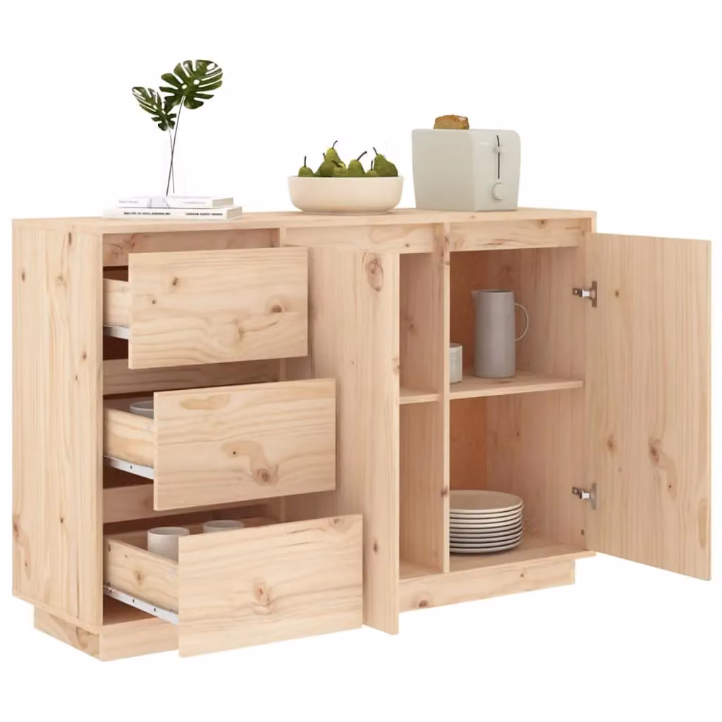 Berkfield Home Rustic Solid Wood Pine Sideboard in Brown, W/D/H: 111 x 34 x 75 cm