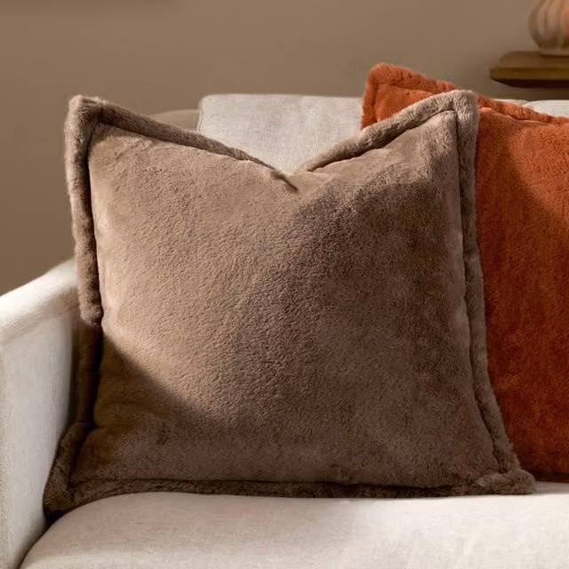 Riva Home Brown Faux Fur Square Cushion, W/D/H: 55 x 55 x 55 cm – 4