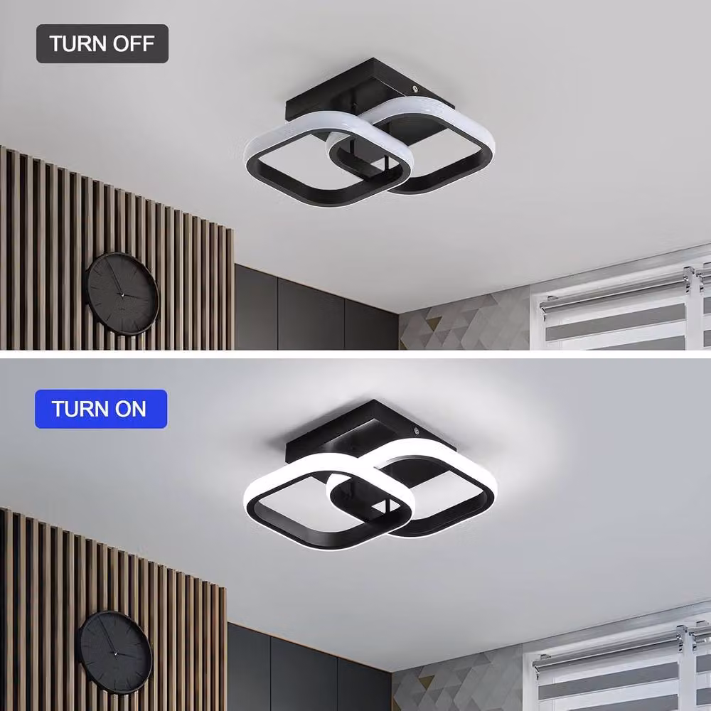Goeco Modern Square LED Ceiling Light, 22 W, 6500 K Cool White, Black – 7