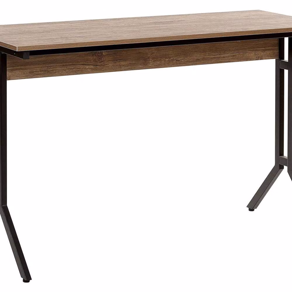 Wyld and Coco Modern Industrial Writing Desk with Brown Wood Top and Black X-Frame, W: 120 cm, D: 48 cm, H: 76 cm – 2