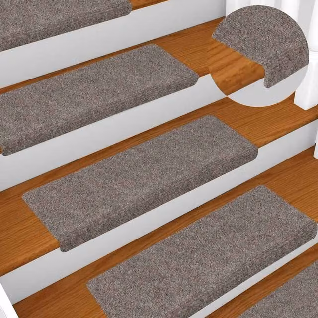 Berkfield Home Needle Punch Stair Mats, 15 Piece Set, Beige, W: 65 cm, D: 21 cm, H: 4 cm